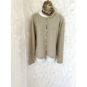 VTG 100% Cashmere women's medium grey cardigan sweater preppy 90s classic